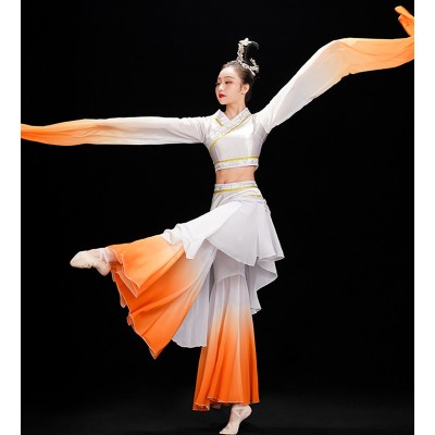  chinese folk dance dress for women girls chinese folk dance dress Classical dance costumes waterfall sleeves fairy princess dance dress Hanfu for female