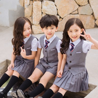 Girls boys school uniforms children's Vest short sleeve set kindergarten uniform class uniform primary school uniform