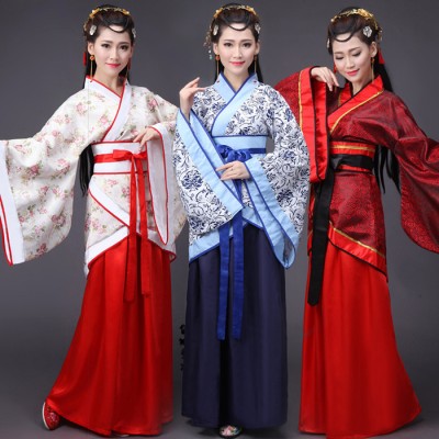 Black red ancient chinese costume women folk dance qing dynasty tradition wear costumes for fan fancy dress hanfu cosplay clothes china