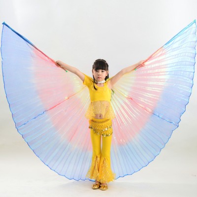 gradient Rainbow colored girl's  Kids belly dance Isis Wings Children performance competition cosplay belly dancing Wings 