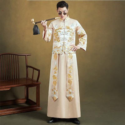 Xiuhe men's chinese wedding dress Chinese groom wedding party toast dress for male Chinese style dragon Tang suit for men