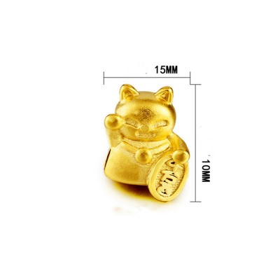 10pcs Japanese style lucky cat good wealth DIY bracelet jewelry accessories Vietnam sand gold Brass gold plated loose Lucky Cat DIY hand rope Accessories