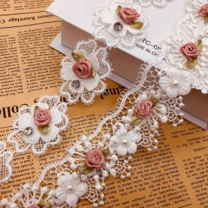15 yard 3D retro embroidered Lace flowers trim ribbon for DIY sewing wedding dresses apparel appliques curtain headdress bag shoes party decoration craft DIY accessories