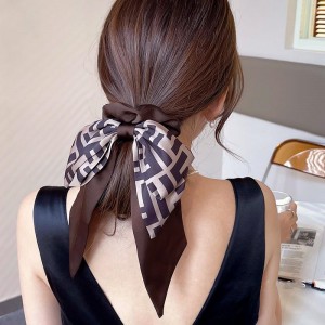 2pcs French streamer headband Female tying hair with ponytail head rope Silk Scarf Hair Tie Bow Hair Rope Headdress