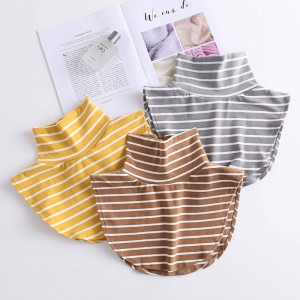 2pcs Knitted striped fake collar dickey collar for women girls scarf sweater decoration High collar fake collar Korean style elastic fake collar