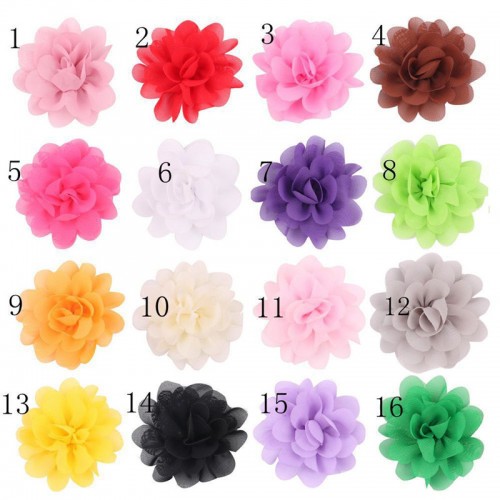3pcs Colorful hair flowers headdress for baby todllers kids stage performance princess dress hair accessories head clip 5CM chiffon flower hairpin duckbill clip for children