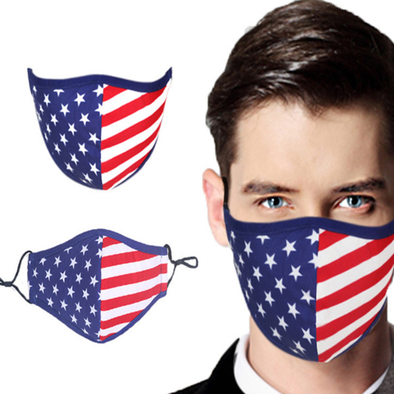 3pcs Reusable face masks for women and men american flag pattern washable cotton dust proof mouth masks for unisex