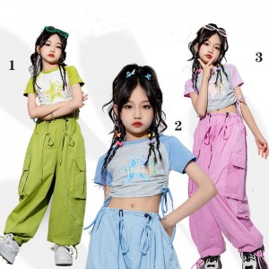 Children Hiphop dance street costumes gogo dancers rapper singer dance outfits jazz dance girl clothing