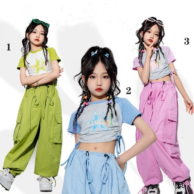 Children Hiphop dance street costumes gogo dancers rapper singer dance outfits jazz dance girl clothing