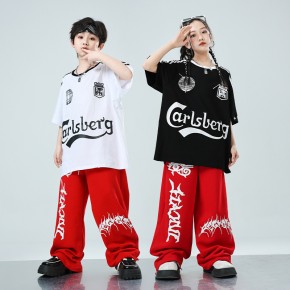 Children street jazz hiphop dance performance costumes for girls boys  popping dance drum performance clothing  model show suit for kids