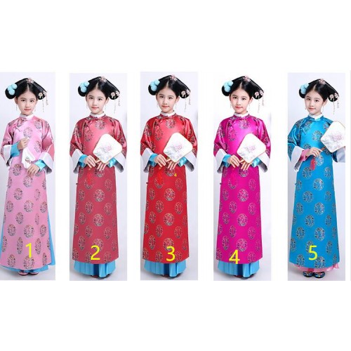 Child Traditional Princess Dance Costume Girl Qing Dynasty Costume Children Hanfu Ancient Court Dress for Cosplay Stage Show