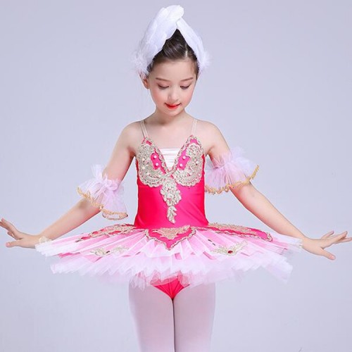 Children's professional ballet Swan Lake dress pink colored pancake performance dance costume skirt TUTU pettiskirt