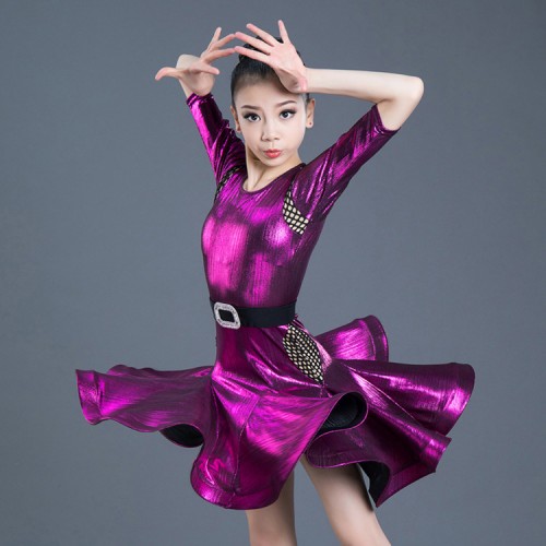 Girls latin dance dresses black colored competition stage performance rumba samba chacha dance dresses costumes