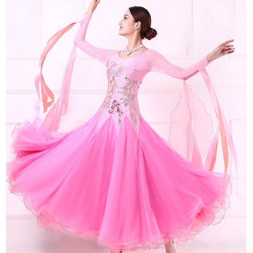 Custom size handmade girls women pink competition ballroom dancing ...