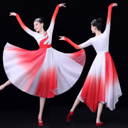 Women's chinese traditional classical modern dance dresses chorus dress opening dance dress fan dance dress costumes