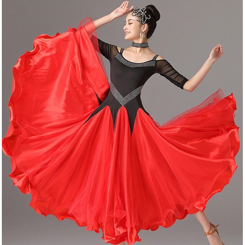 Violet red black competition ballroom dance dresses for women girls ...