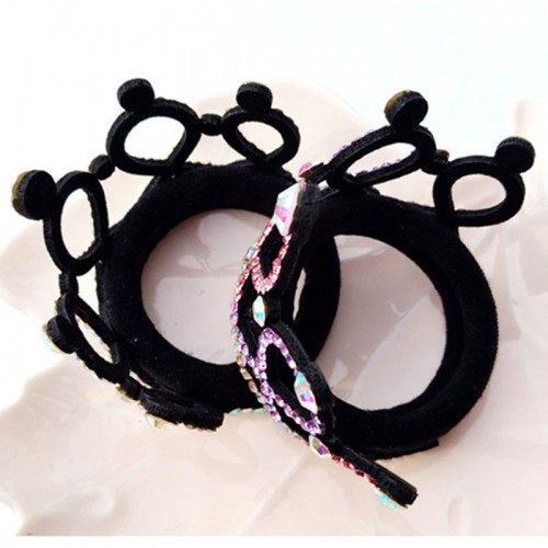 Cube Rhinestone Head Ropes for Girl Personality Geometry Hair Tie