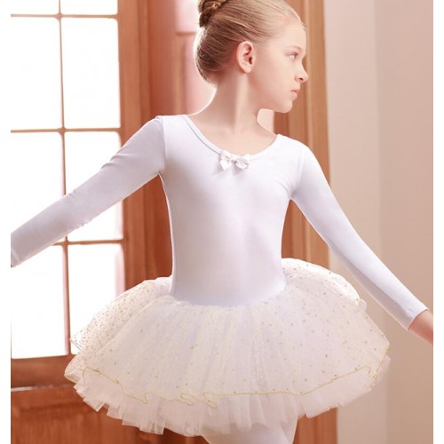 Children girls kids little swan lake white blue pink tutu skirt modern  ballet dance dress long tulle sequins skirts ballerina ballet dance  costumes