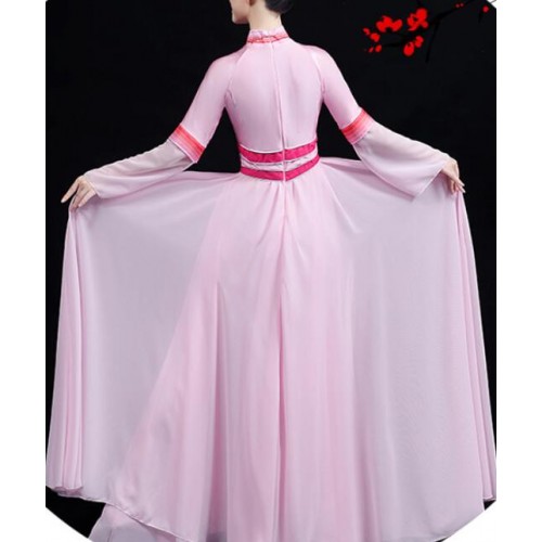 Pink Chinese folk Classical dance costumes Chinese style Hanfu Han Tang dynasty ancient traditional princess Queen Fairy Dance dresses
