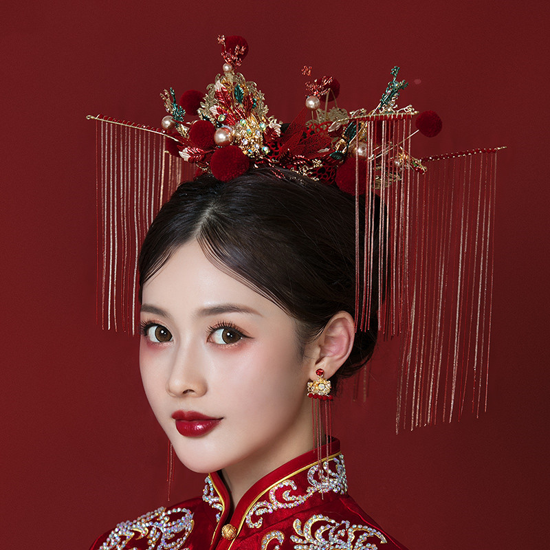 Ancient traditional Chinese style wedding party bridal hair phoenix crown accessories Chinese queen empress cosplay hair accessories
