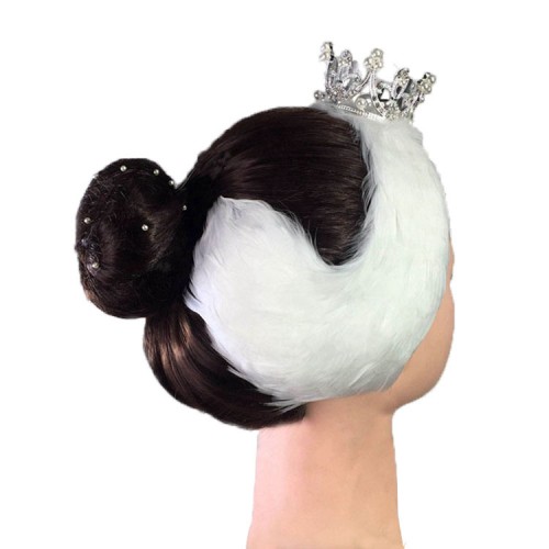 Ballet dance headdress natural feather white black head crown for girls women ballerina competition performance head accesories