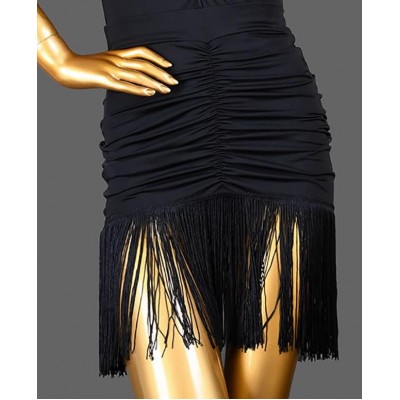 Black fringe latin dance skirts for women girls salsa rumba chacha samba stage performance skirts for female 