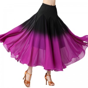 Black red purple chiffon ballroom dancing skirt modern dance swing  full-skirted  tango foxtrot cha cha dance long skirts for female
