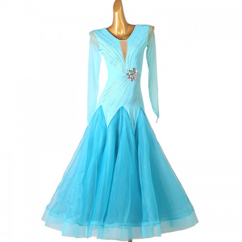 Black red royal blue turquoise diamond competition ballroom dance dresses for women girls kids professional waltz tango foxtrot smooth long dress for woman