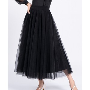 Black wine tulle ballroom dance skirts for women girls waltz tango foxtrot ballroom smooth dance costumes for female