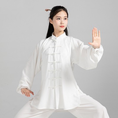 Blue yellow white Tai Chi Clothing wushu tai ji quan suit For women and mentai chi chinese kungfu suit middle school uniforms elderly male cotton and silk wushu exercise suit