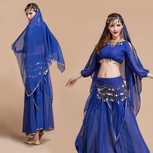 Bollywood Indian queen belly dance dress belly stage performance costumes for women Adult belly practice dance suit Belly dance plus size performance skirt