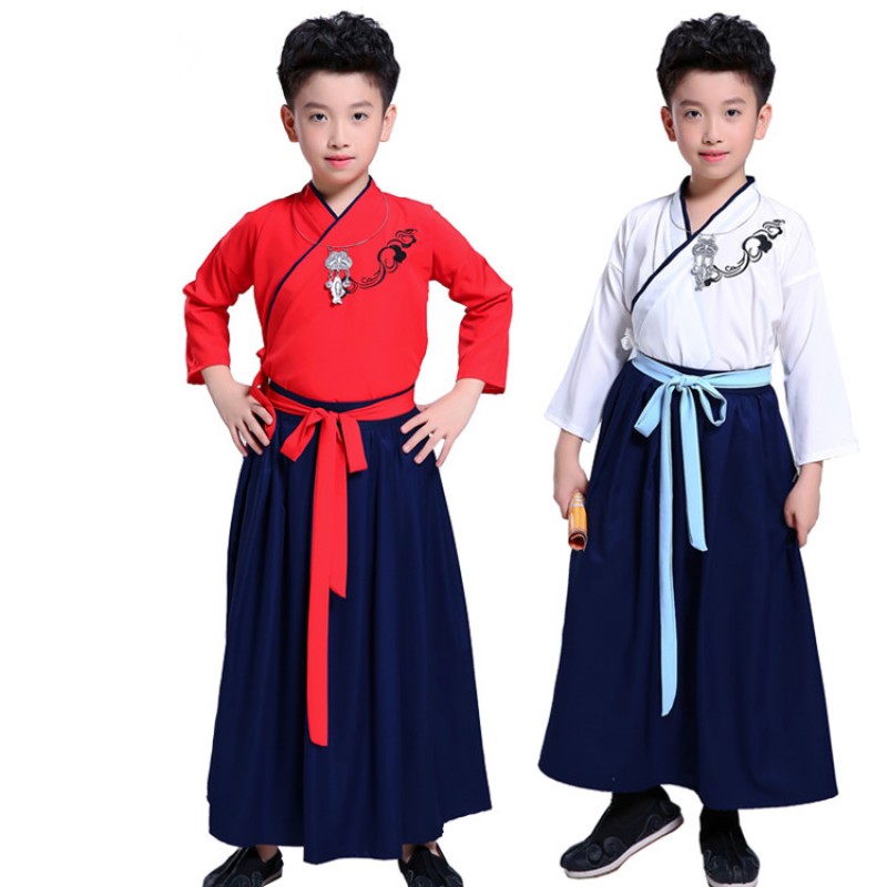 Boy Chinese folk dance costumes ancient traditional hanfu drama Confucius teaching robes dresses