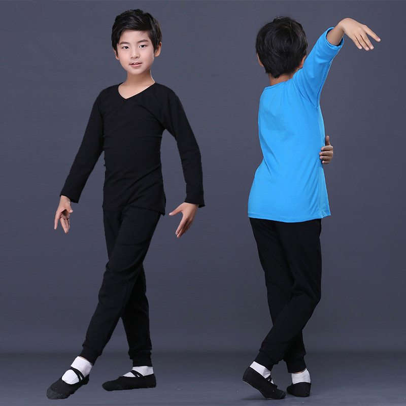 Boy kids black blue latin ballet dance shirts and pants