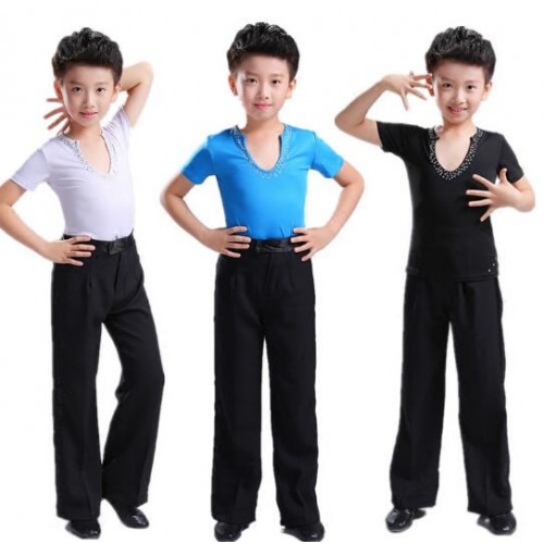 Boy latin dance tops and pants competition stage performance salsa chacha rumba dance shirts and trousers
