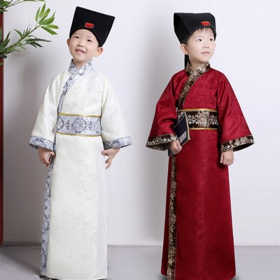 Boy's Chinese ancient traditional performance cosplay Hanfu ancient books children's studies  three-character scriptures costumes