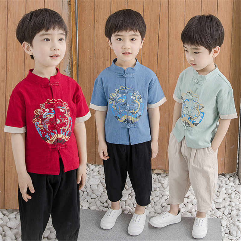 Boys chinese dragon style school tang suit unforms kindergarten school stage performance chorus costumes for kids