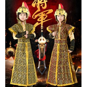 Boys chinese folk dance Ancient costume Han dynasty ancient generals  soldiers cosplay suit Marshal General Three Kingdoms Jin and Tang Dynasty textbook dramas