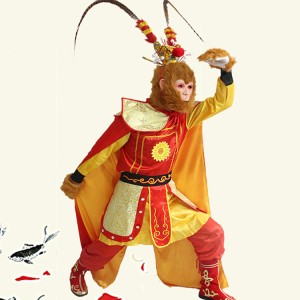 Boy's Chinese stage performance costumes for china school boys children cartoon sun kukong  monkey drama cosplay outfits 
