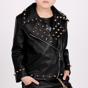 Boy's jazz dance jacket rivet pu leather host singers drummer modern dance drummer stage performance competition tops coats 