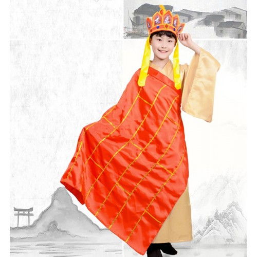 Boys kids Journey to the West si you ji drama cosplay Costume halloween stage Performance gown for boy Tang Seng monk Drifting Performance Costume
