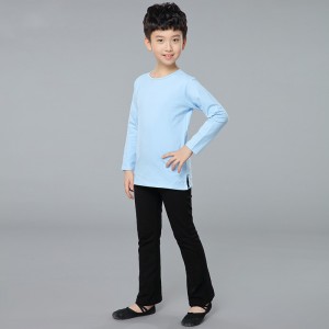 Boys kids white black blue color latin dance shirts and pants ballroom ballet exercises practice dance outfits modern dance stage performance wear