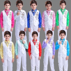 Boys Modern dance dress shirt vest suit boy chorus host costumes children stage student chorus performance reading outfits