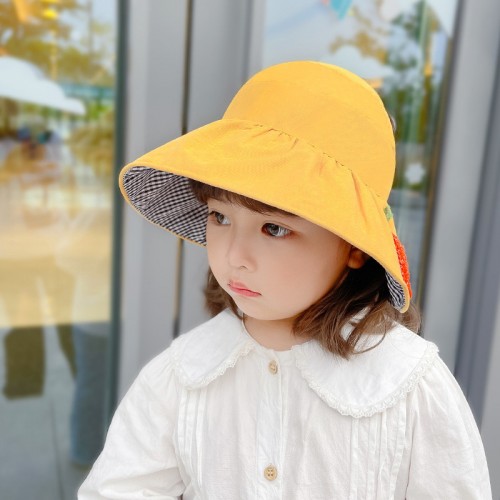 Cartoon Fruit frog embroidered sun hats for girls boys baby top sun hat outdoor travel sunscreen visor caps baby parent-child hat for wholesale