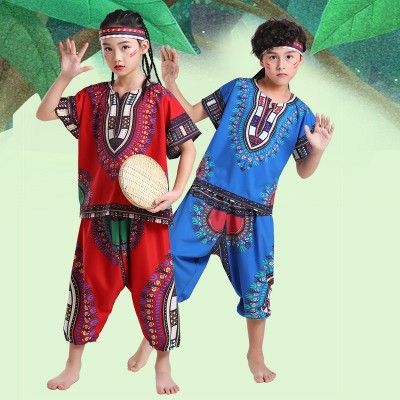 Children African drum performance costumes ethnic style Christmas Thailand dance drums kids performance clothing