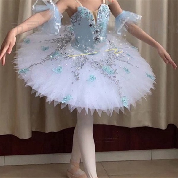 Children Blue white tutu skirts professional ballerina Beauty Performance Costume ballet Performance Costume
