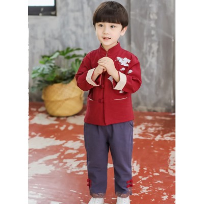 Children boy chinese Tang  suit han tang Dynasty Hanfu Baby cotton linen children china style costumes