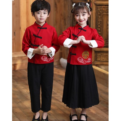 Children boy girls Tang Suit Hanfu Book Boy ancient prince Costume Kindergarten Chorus Recitation Republic of China Performance Costume