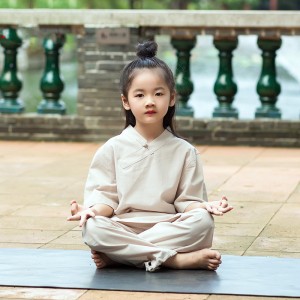 children boy girls wushu martial arts stage performance clothing  Cotton linen Tai Chi kung fu suits yoga  Meditation clothes for kids