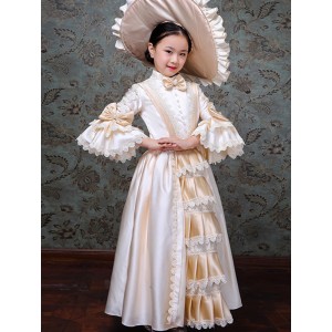 Children Champagne retro European style court palace drama film cosplay costumes Parent-child outfit group party catwalk birthday party girl performance dresses