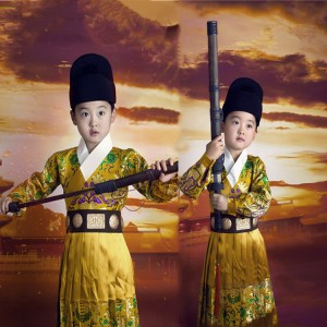 Children Chinese ancient traditional stage performance costumes for boys tang dynasty emperor drama cosplay studio photography dragon robes